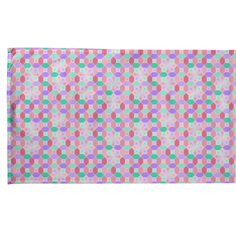 Serviette de thé à motif de vitrail Mcguigan, Polyester sergé, Beige / Rose