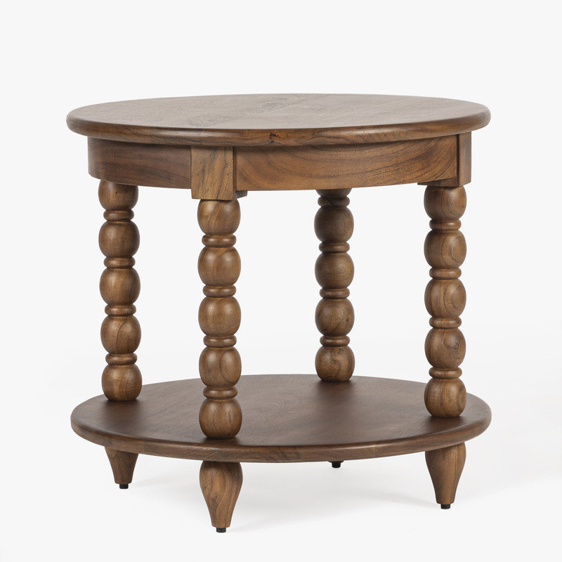Isabel Spindle Solid Wood Round End Table