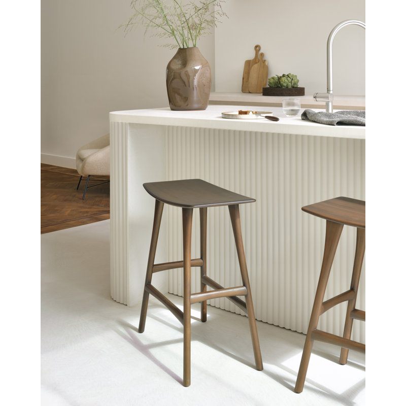 Osso Solid Wood Stool, Teak, Counter Stool (26.5" Seat Height)