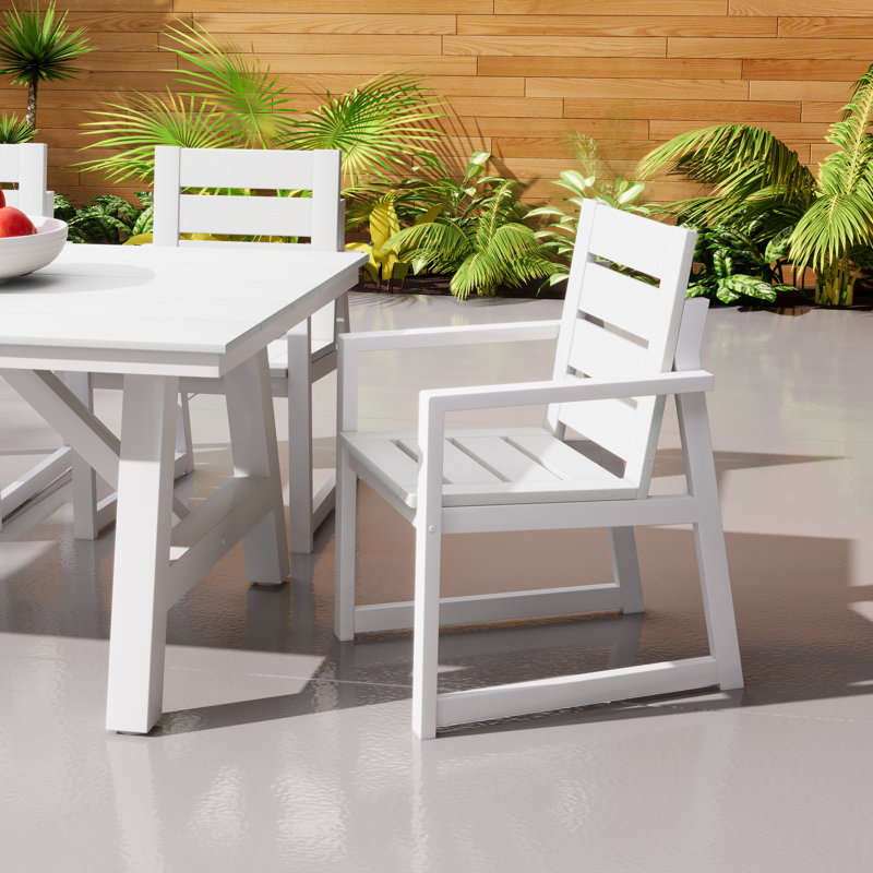Chaise avec accoudoirs pour l'extérieur, Blanc
