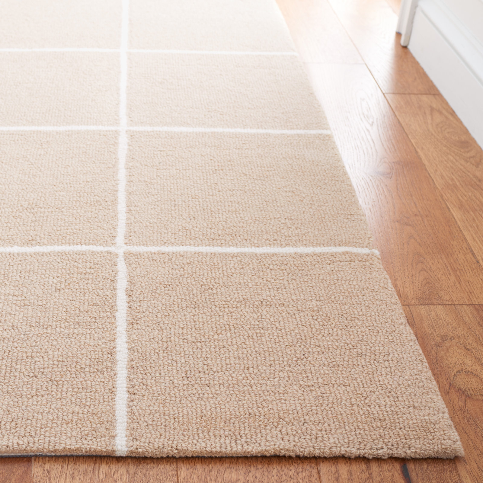 Martha Stewart 300 Hand Tufted Wool/Cotton with Latex Geometric Rug in Beige/Ivory, Rectangle 3' x 5'