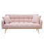 Lit rose de 175 cm avec revêtement adapté aux petites chambres, convertible en trois positions, accoudoirs amovibles et naturels, structure en bois massif et composite, 2 places, rembourrage en mousse, style moderne pour le salon.