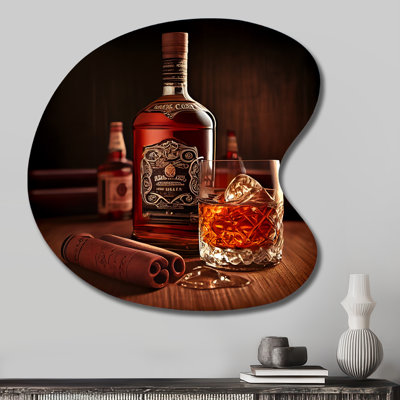 Whiskey With Cigars I - Food And Beverage Drop Shape Metal Wall Sculpture