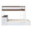 Lit superposé simple au-dessus de simple avec lit gigogne simple, rangement et bureau, blanc et noyer (ANCIEN SKU: LT000363AAD)