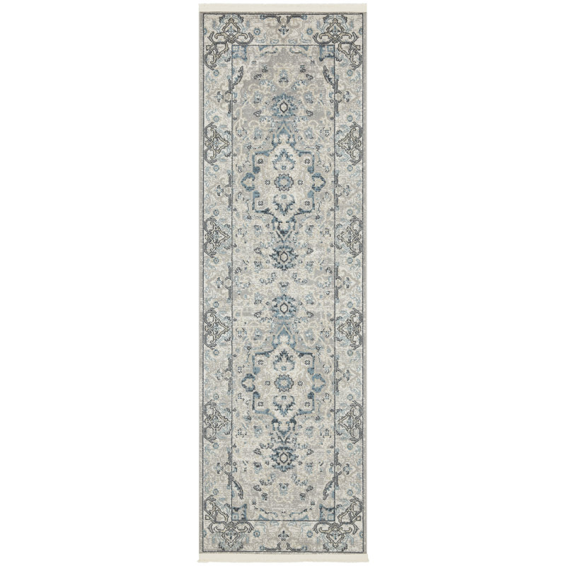 Tapis traditionnel gris Merry Farmhouse, Tapis de couloir 2 pi 2 po x 7 pi 6 po