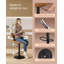Swivel Upholstered Velvet and Leather Adjustable Height Bar Stool with Steel Frame-1163992562