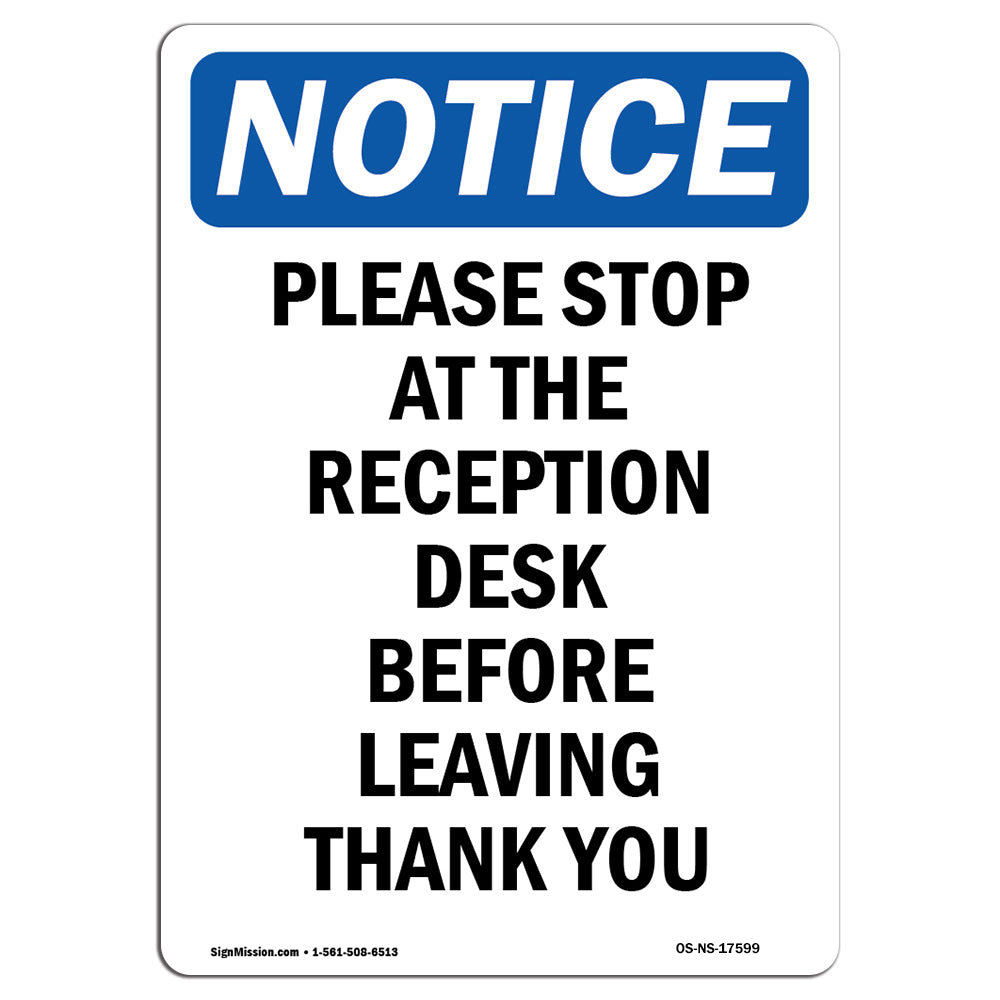 SignMission Please Stop at the Reception Desk Sign Wayfair