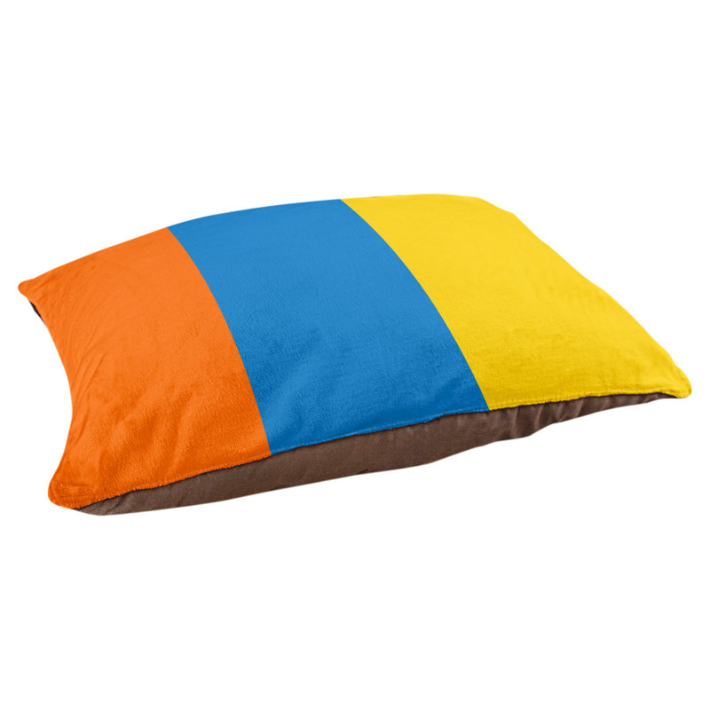 Coussin rectangulaire designer Miami, Grand (L 40 po x l 50 po), Rouge orangé / bleu / jaune
