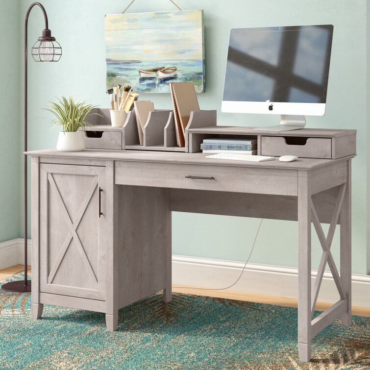 Veda 54'' Desk Sand & Stable Color: Dark Gray Hickory