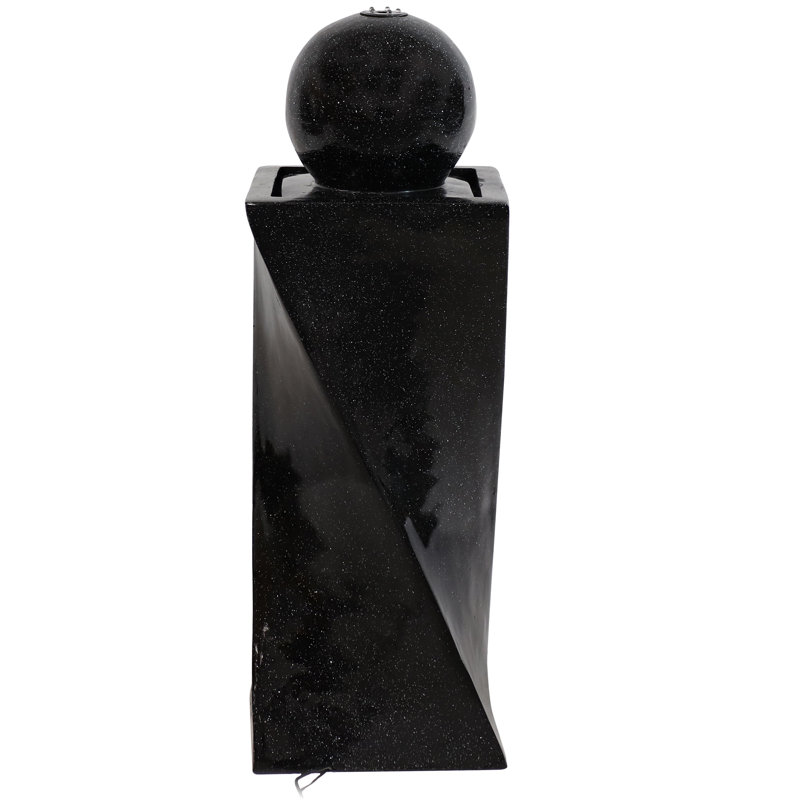 Swilley Ball Modern Black Resin and Fiberglass Solar Water Fountain