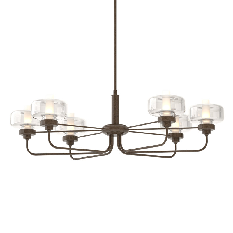 Nola 6 - Light Unique/Statement Classic/Traditional Chandelier, Bronze, Clear Glass with Frost, 18.3" - 60.3"