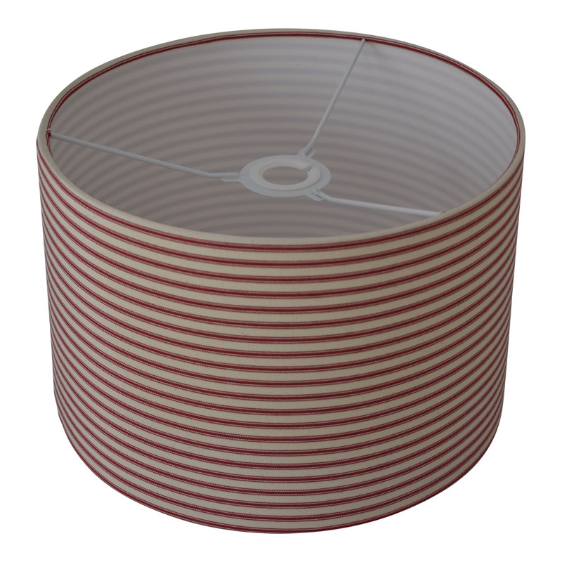 Lancashire Cotton Ticking Stripe Drum Lamp Shade ( Easy Fit ) , 20cm H x 35cm W x 35cm D, Raspberry