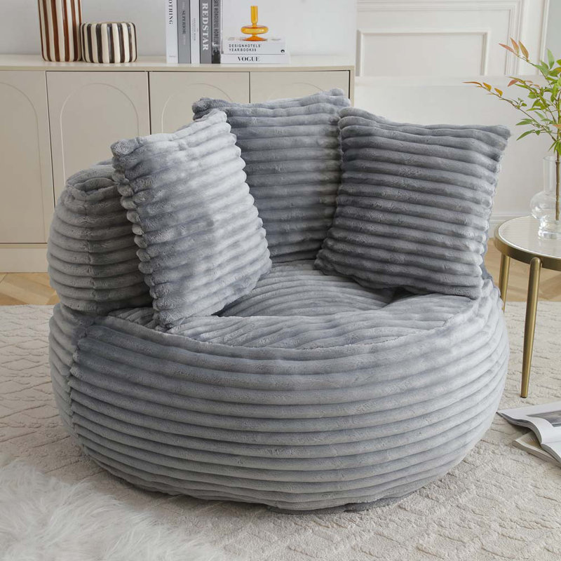 Fauteuil à billes en velours côtelé, Gris