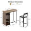 Ensemble de table de bar et de chaises pour 2 personnes avec support à vin et porte-verres, ensemble de table de bar à hauteur de comptoir peu encombrante avec tablette de rangement ouverte pour la cuisine, la salle à manger, couleur rétro