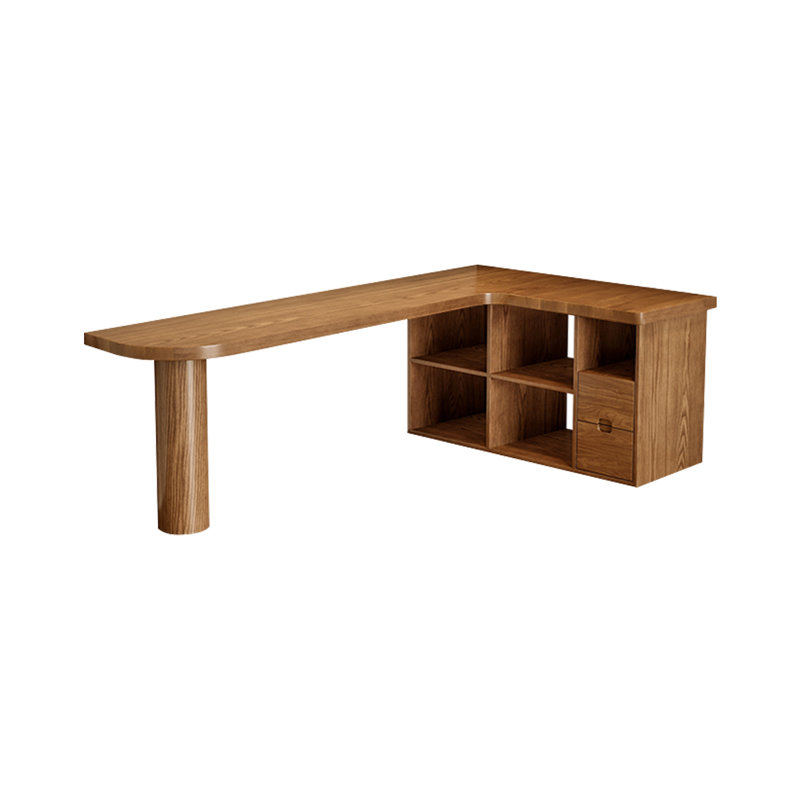 Bureaux en bois massif en L noyer clair, H 29,53 po x l 78,74 po x P 47,24 po, Retour à droite