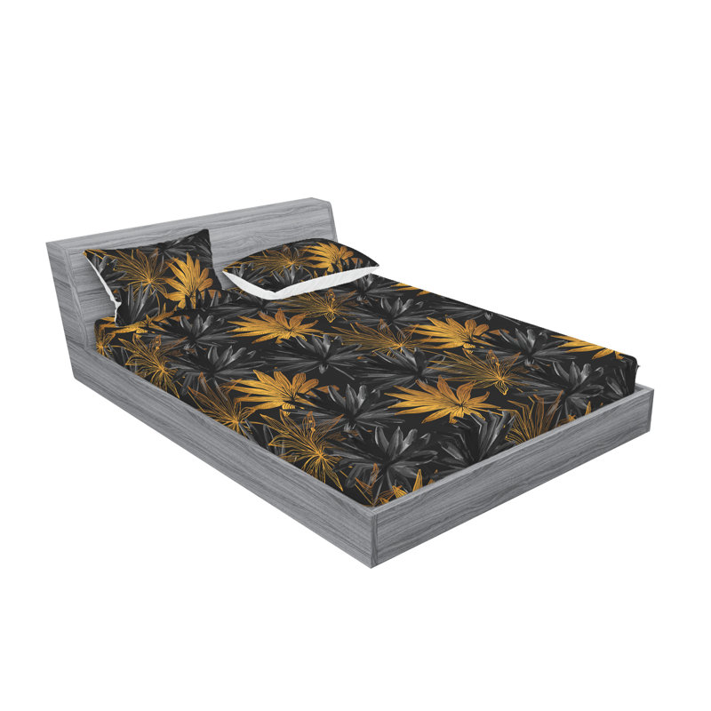 Drap-housse et taies décoratives 3 pièces Ambesonne, Ensemble de draps pour lit double avec 2 taies d'o
