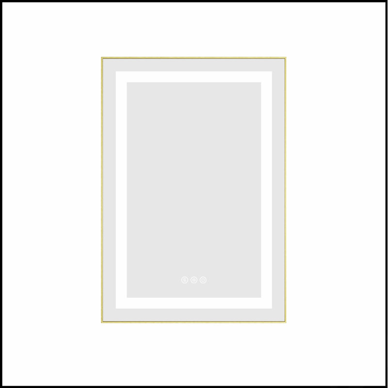 Miroir de salle de bain DEL, Doré, 28 po x 20 po