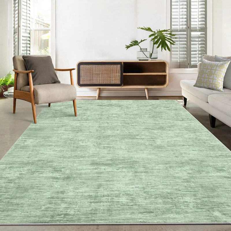 Abstract Washable Area Rug, Green, Rectangle 160 x 230 cm
