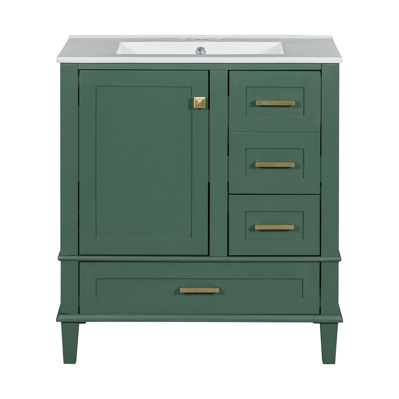 Ensemble de meuble-lavabo simple 30,01 po Gabja, Vert/doré