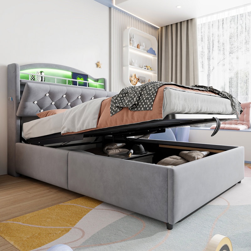 European Single (90 x 200 cm) Bed, Grey