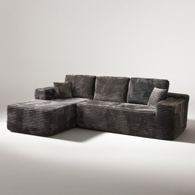 Boneless 104" Cloud Sectional Couch With L-shape Chaise, No Assembly Required, Modern Modular Sofa With Deep Seat, Upholstered Couches For Living Room Bedroom, Plush Corduroy Fabric
