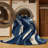 Machine Washable Parez Varanasi Ghats Global Inspired Block Print Rug in Gray – Navy Binding-521725580