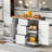 Rolling Kitchen Island With Storage, Kitchen Cart With Rubber Wood Top, 3 Drawer, 2 Slide-Out Shelf And Internal Storage Rack, Kitchen Island On Wheels With Spice Rack & Tower Rack-884720534