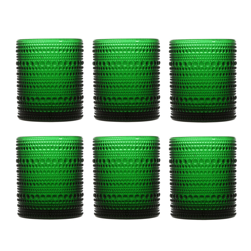 Fortessa Jupiter Glass, 13 Oz. Iced Beverage (Set of 6), Deep Green, 10 Oz., Deep Green