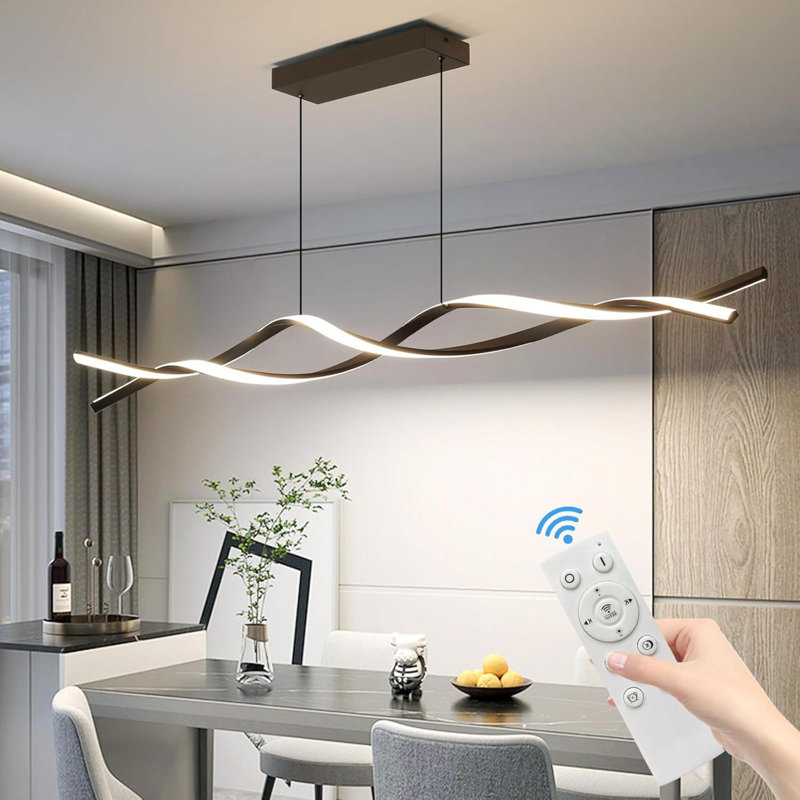 Modern Ceiling Chandelier Light Pendant Light Fixtures With Remote Control 3000K 6500K Adjustable Color Temperature  Aluminum Island Lighting Lamp For Dining Room Living Room Island