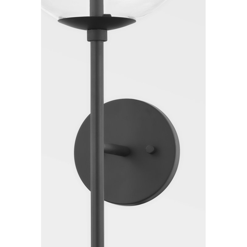 Madrid Soft Black Clear Glass Globe Wall Sconce