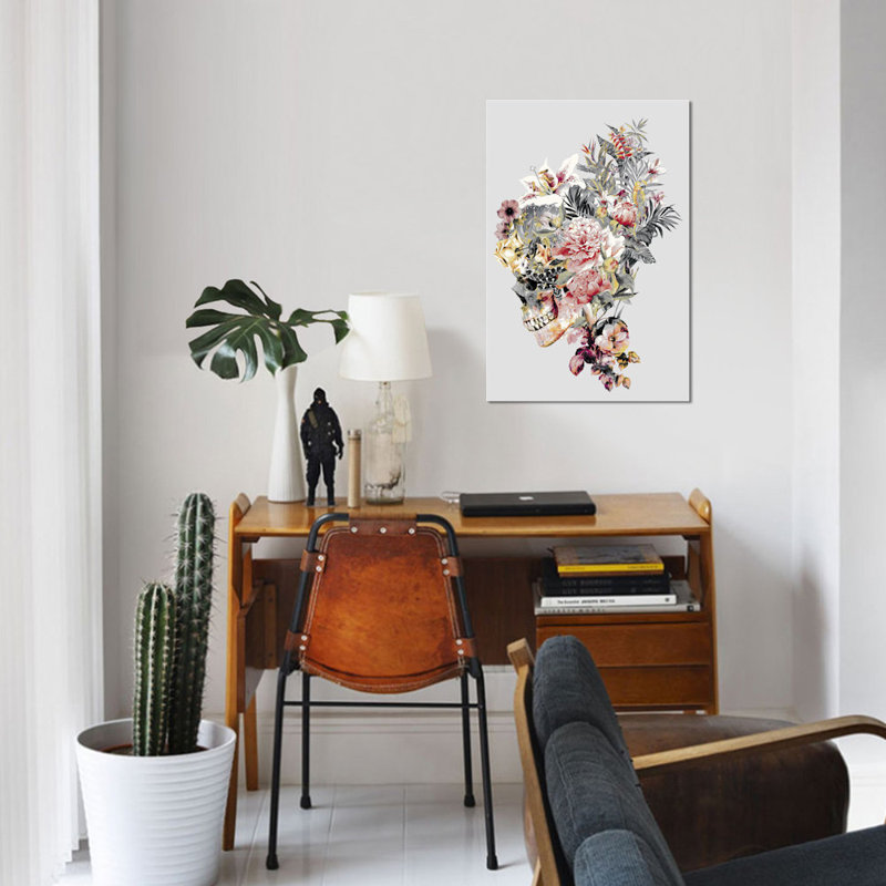 Impression sur toile, "xii" floral crâne series, H 60 po x l 40po x P 1,5 po, Toile tendue, Pas de tapis