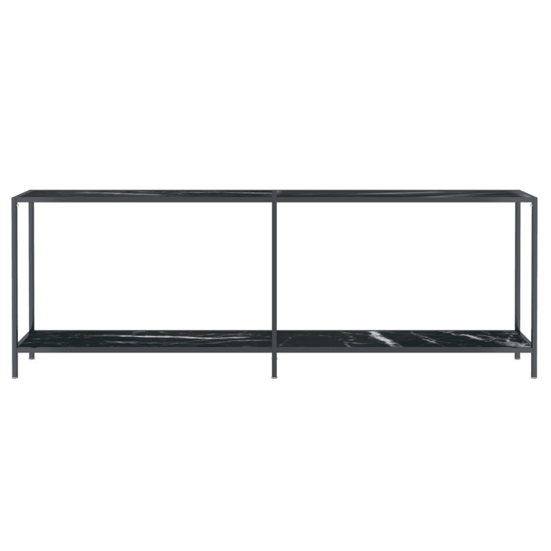vidaXL Console Table Accent Side Table with Steel Frame Tempered Glass, 29.7" H x 86.6" W x 13.8" D, White