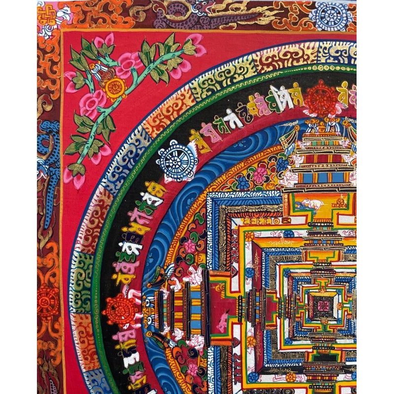 Kalachakra mandala avec bordure (Thangka sans brocart)