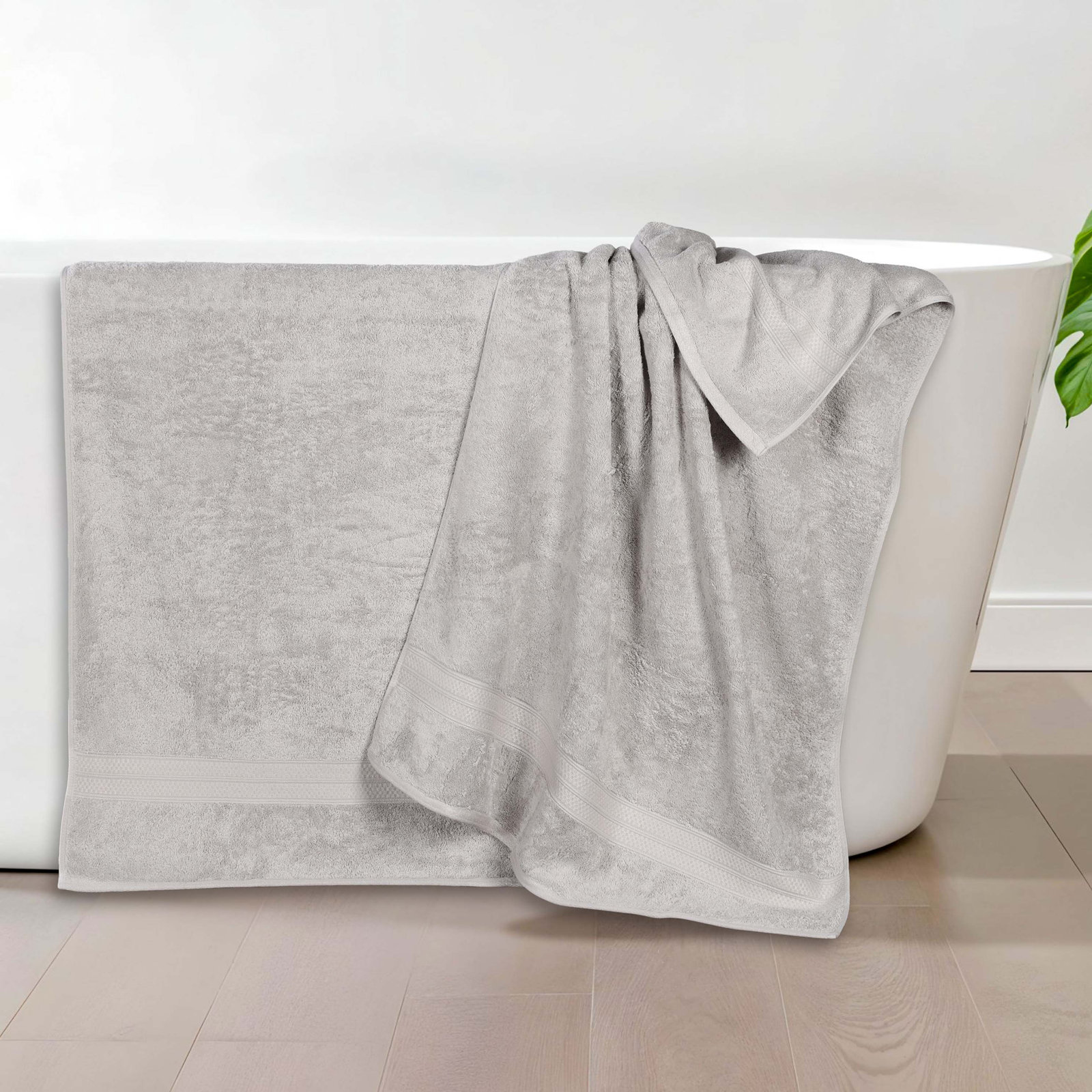 Nolhan Bamboo Cotton Bath Towel Set, Chrome