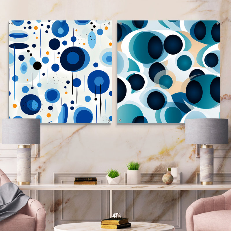 Corragh - Ensemble de 2 verres muraux géométriques abstraits en acrylique, H 36 po x l 73 po