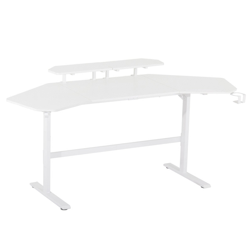 Game table with bookshelf and accessory shelf, White