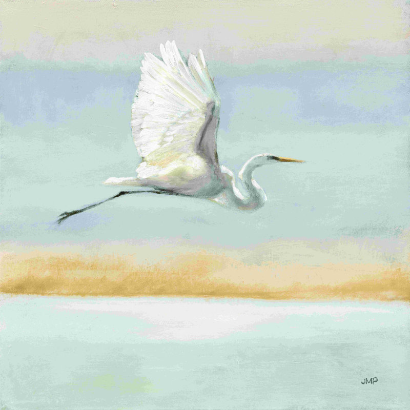 «Flight Blue Sky» par Julia Purinton - Peinture, H 12 po x l 12 po, Toile tendue