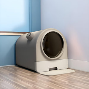 Cat Litter Box, Odor Proof, Extra Large, Fully Enclosed, And Extra Large, Splash Proof Cat Toilet Feces Box, Deodorizing Cat Litter Box [Gray+Litter Shovel], Anti Sand Foot Mat