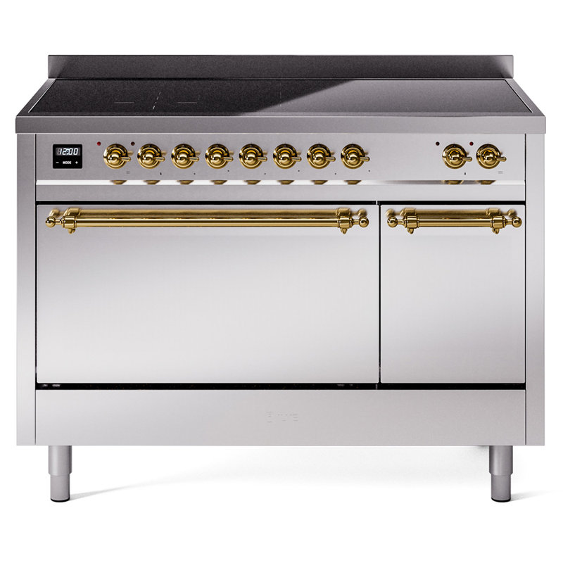 ILVE Nostalgie II 48 in Induction Range, Stainless Steel/Brass