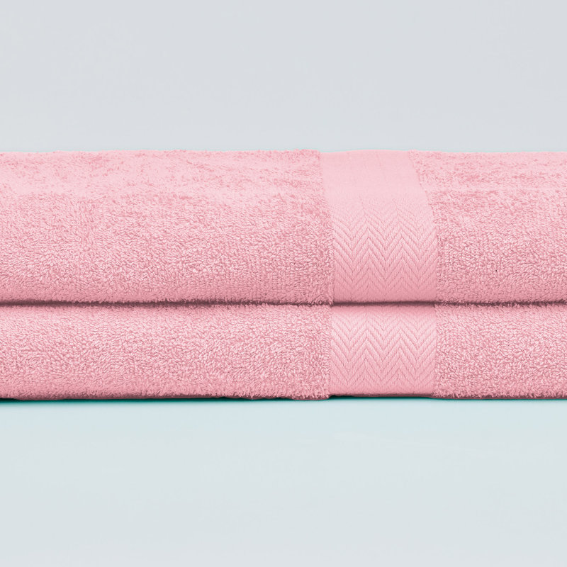 Drap de bain 100% coton de luxe 2 pièces en rose, Rose