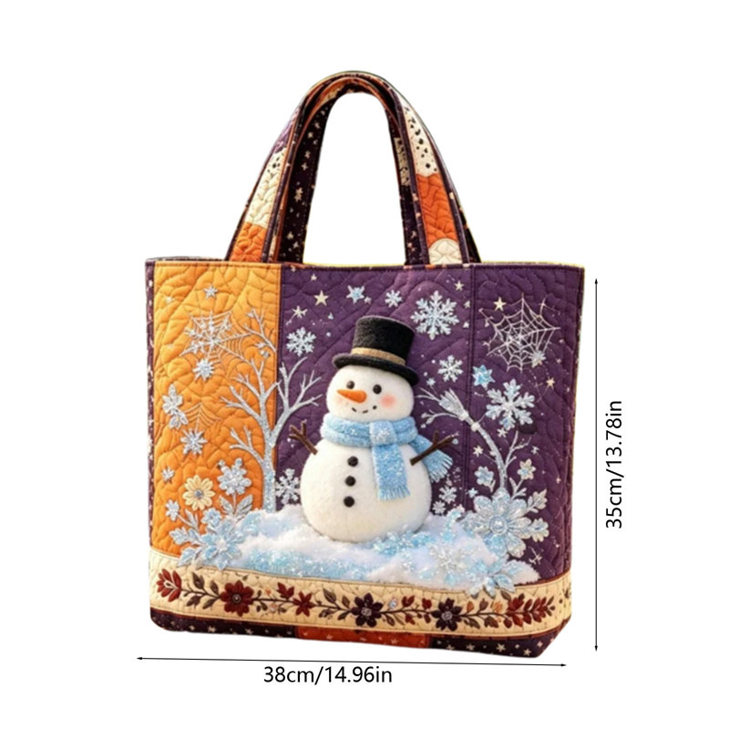 Sac fourre-tout imprimé de Noël, sac à bandoulière décoré pour les fêtes, White