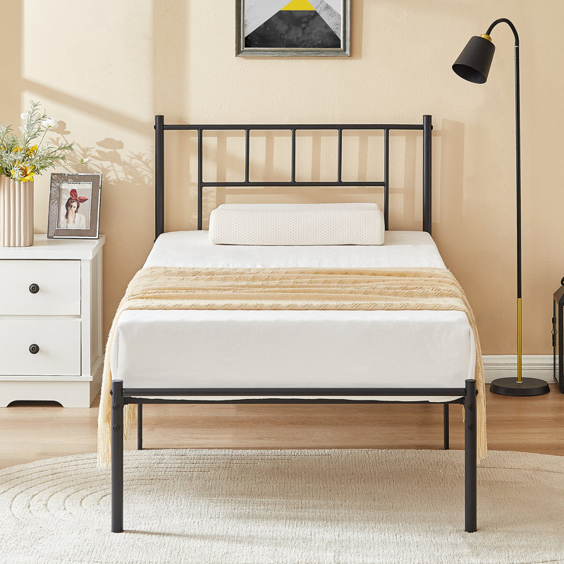 Ensemble de chambre configurable avec lit plateforme en fer, Simple, Blanc