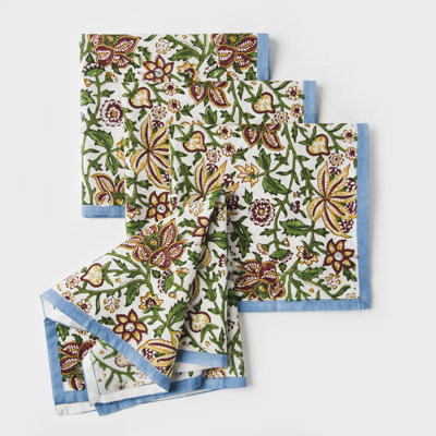  Ensemble de 4 serviettes de table en coton 18 x 18 pouces, bleues