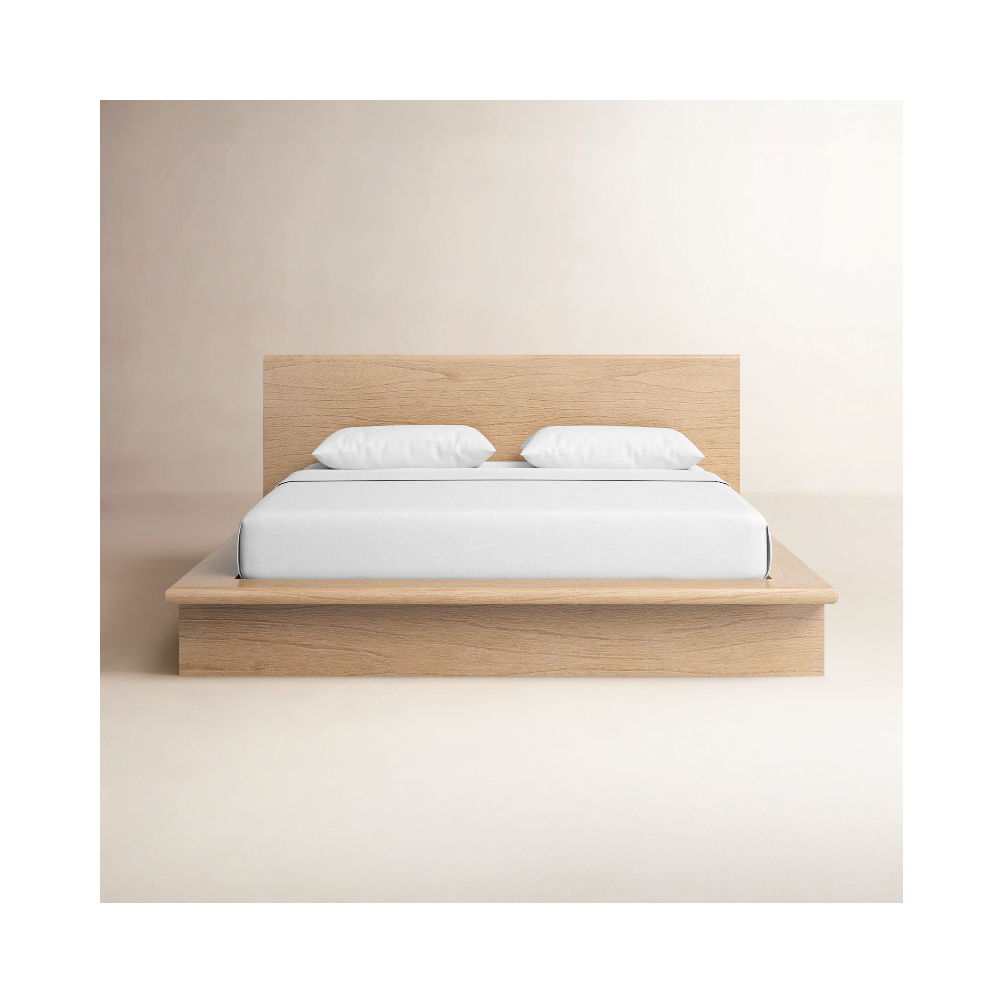 Soleil Wood Platform Bed, Light Brown, King