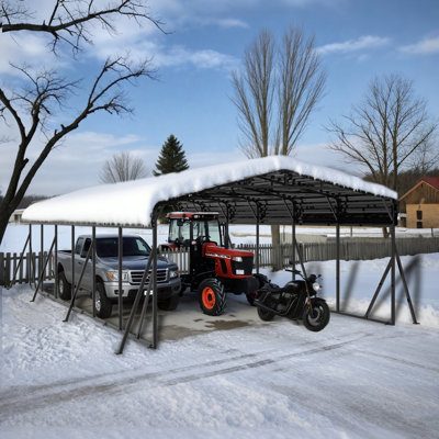 20' x 30' Heavy Duty Hardtop Metal Carport, All-Weather Galvanized Steel Roof Vehicle Shelter with Rubber Edge Guards