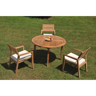 Maston Teak Wood Patio Dining Set with Round Table