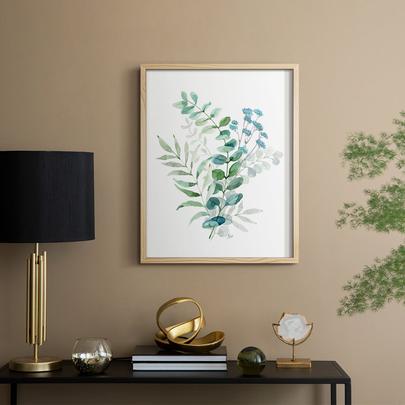«Blue Mist Eucalyptus II», reproduction encadrée - bois massif, Naturel, H 11 po x l 9 po