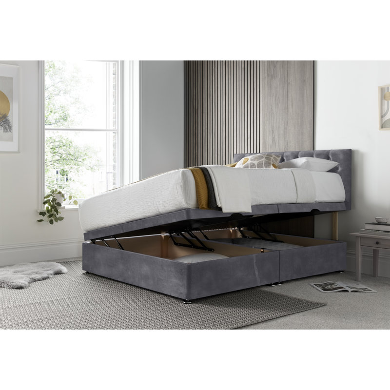 Florida Conistan Upholstered Ottoman Storage Bed with Panel Headboard & Gas Lift, Super King (6'), Armour