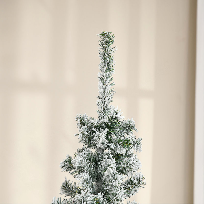 Arbre de Noël artificiel mince enneigé 6 pi avec branches réalistes et 492 pointes, 6'