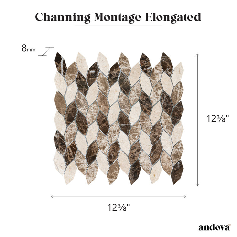 Channing-Elongated Hex 1" x 2.5" Marble Geometric Mosaic Kitchen Backsplash, Bathroom, Shower, Pool, Wall and Floor Tile